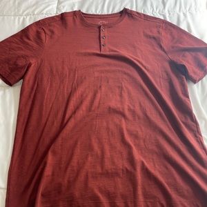 Red Henley tee even tide